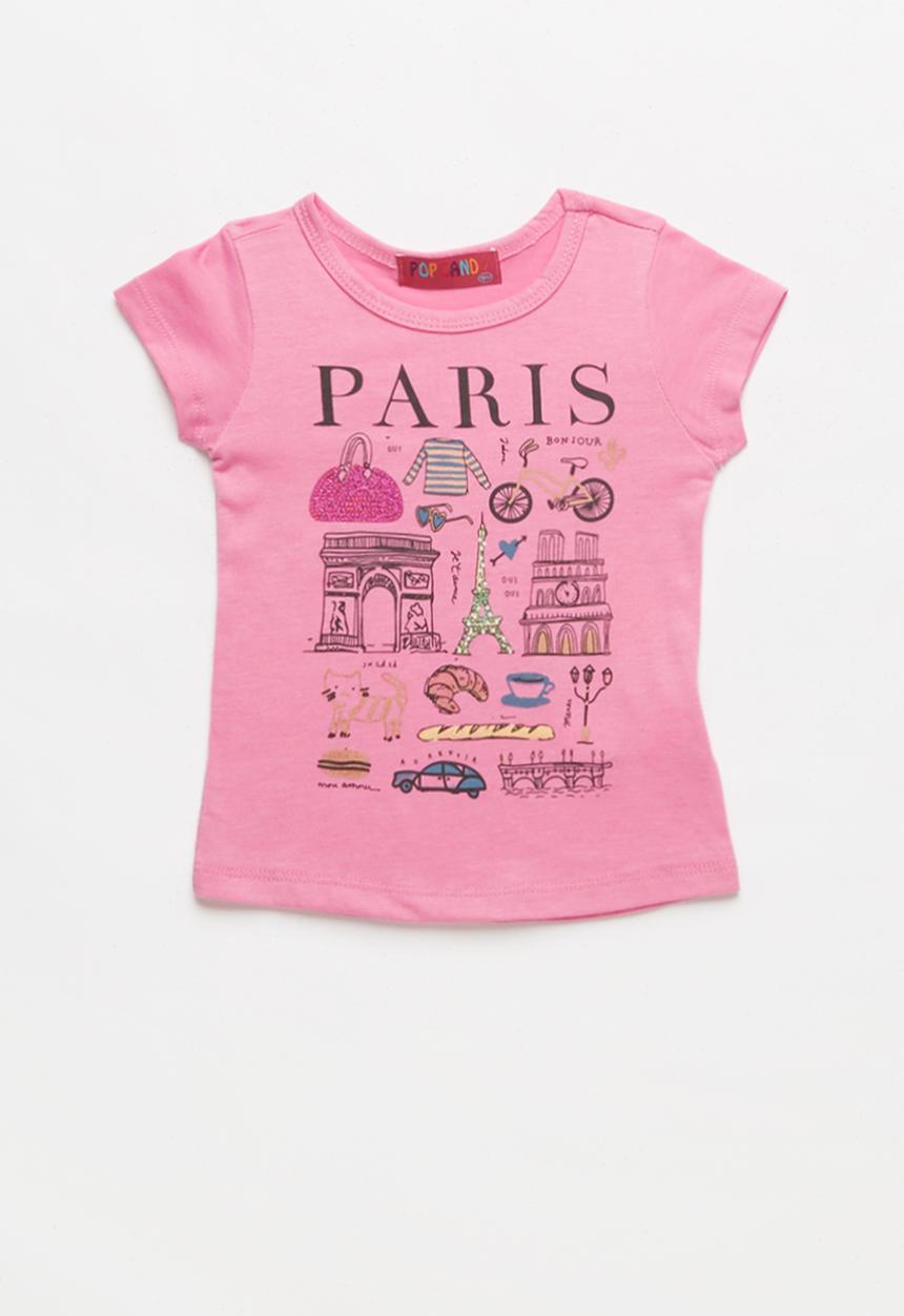 Pop Candy - Baby Girls Paris Printed Tee - pink