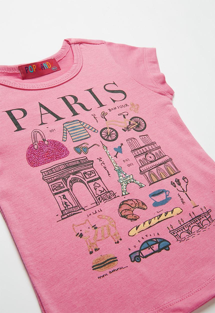 Pop Candy - Baby Girls Paris Printed Tee - pink