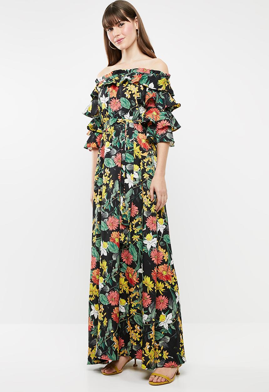 STYLE REPUBLIC - Bardot ruffle maxi dress - black