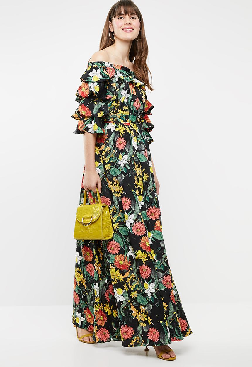 STYLE REPUBLIC - Bardot ruffle maxi dress - black