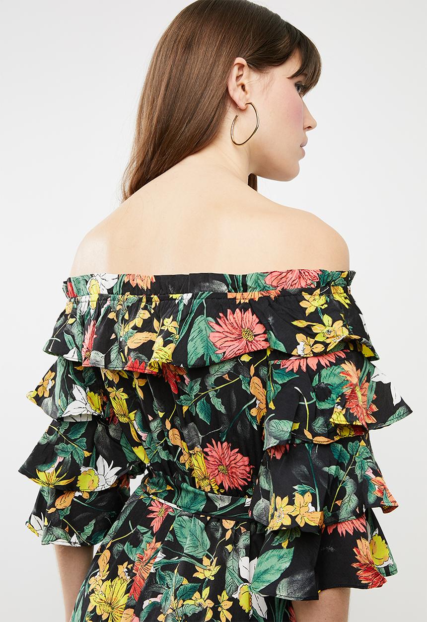 STYLE REPUBLIC - Bardot ruffle maxi dress - black