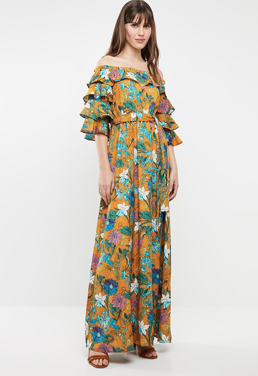 STYLE REPUBLIC - Bardot ruffle maxi dress - yellow