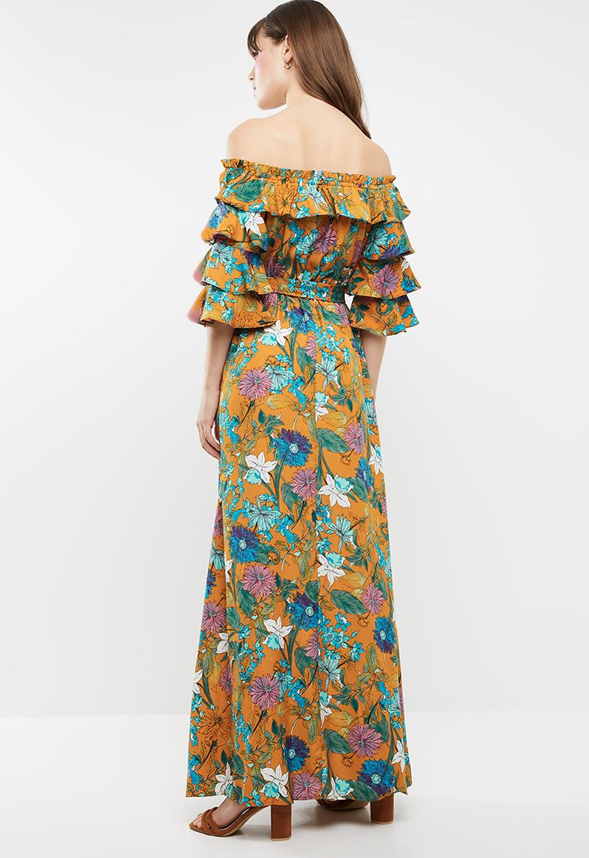 STYLE REPUBLIC - Bardot ruffle maxi dress - yellow