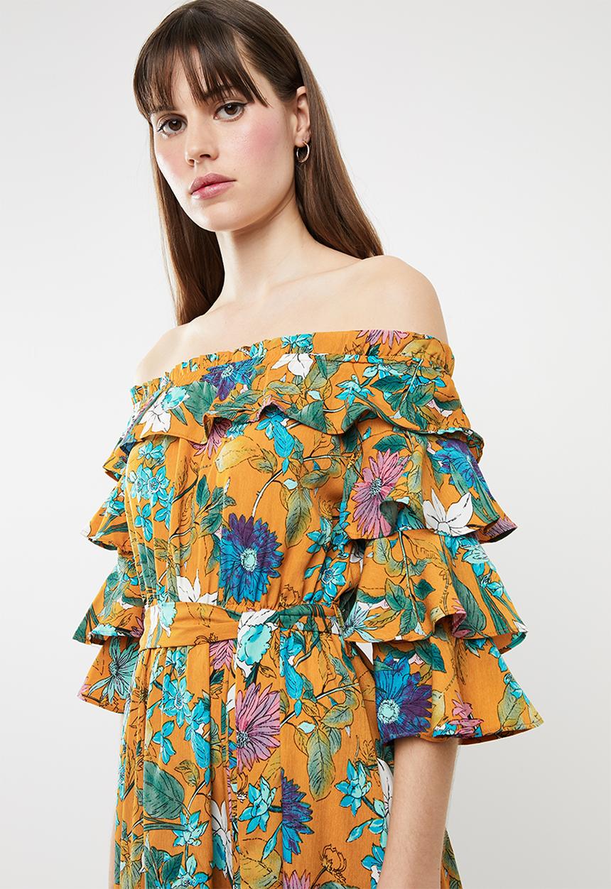 STYLE REPUBLIC - Bardot ruffle maxi dress - yellow
