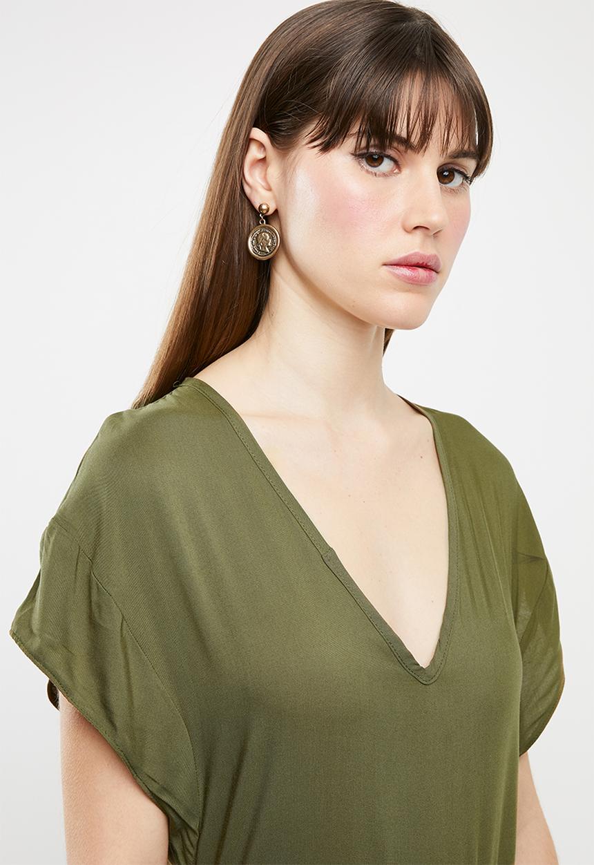 STYLE REPUBLIC - Oversized tier dress - green
