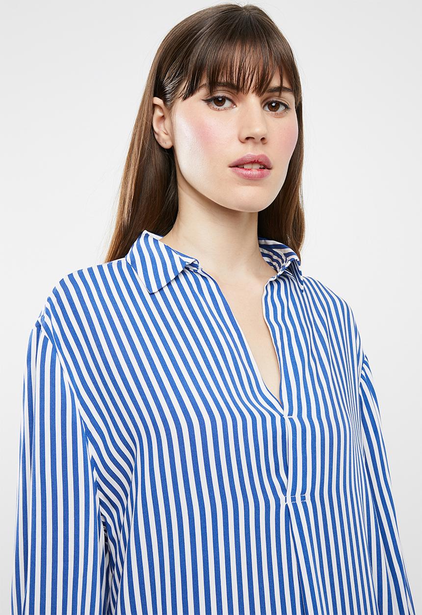 MANGO - Soft bird printed shirt - blue & white