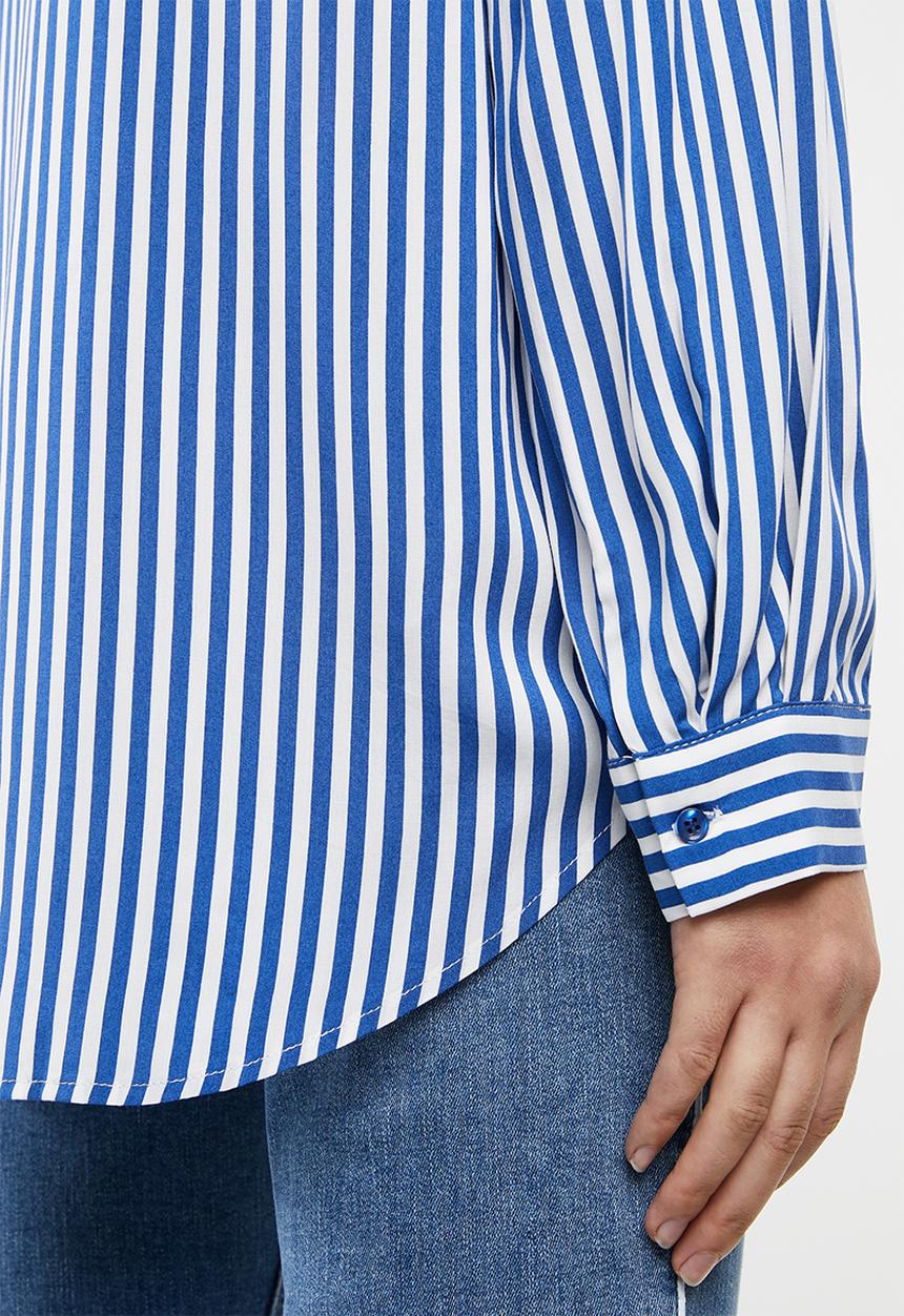 MANGO - Soft bird printed shirt - blue & white