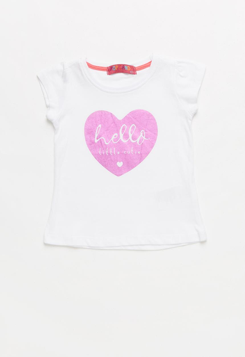Pop Candy - Short sleeve heart print shirt - white