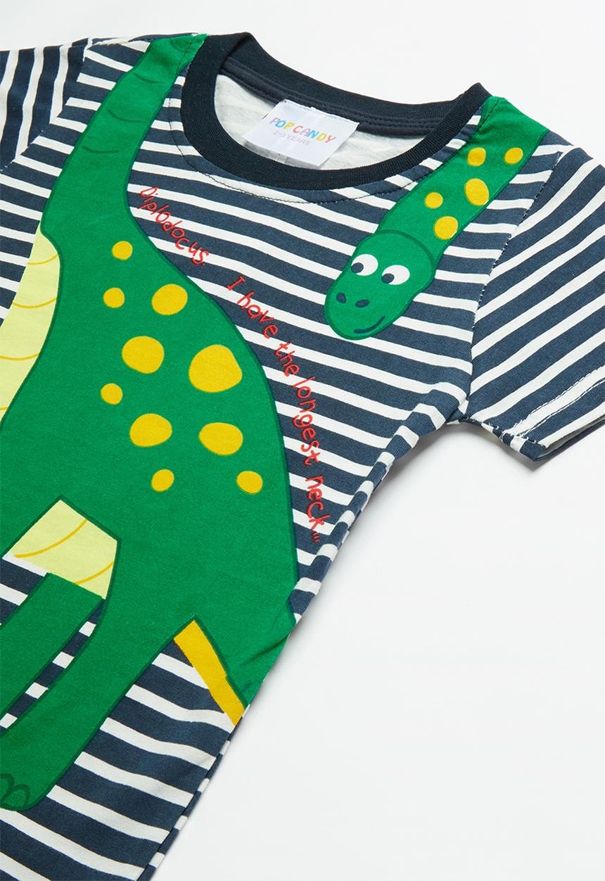 Pop Candy - Stripe dino tee - multi