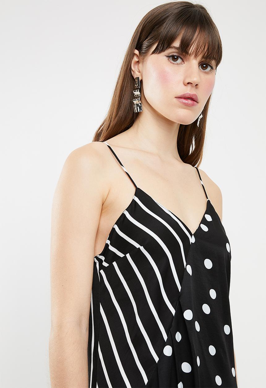 MANGO - Contrast print dress - black & white