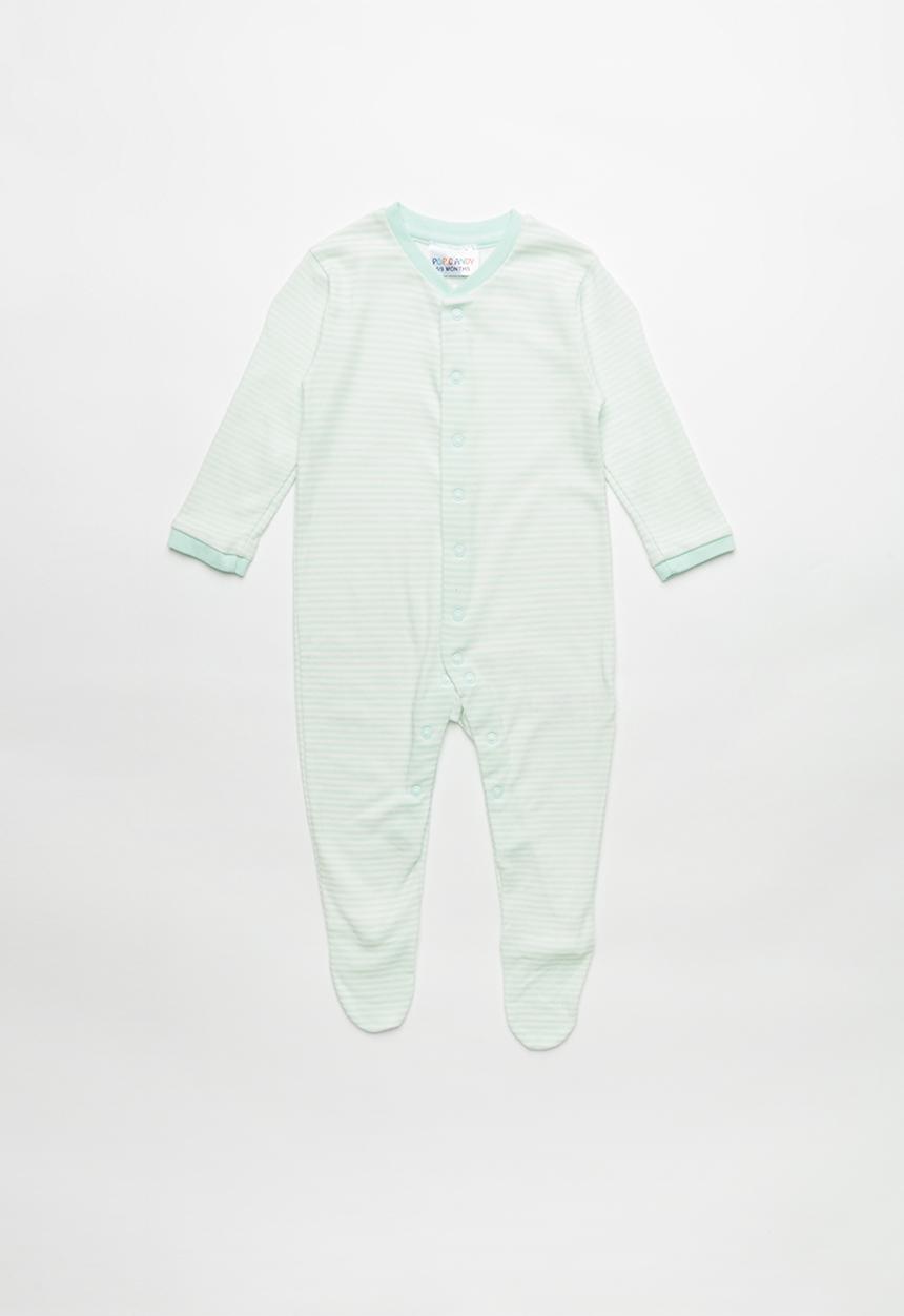 Pop Candy - Baby boys sleepsuit - green & white 