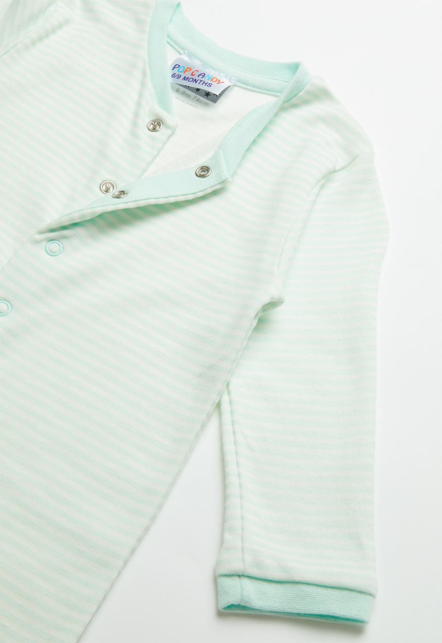 Pop Candy - Baby boys sleepsuit - green & white 
