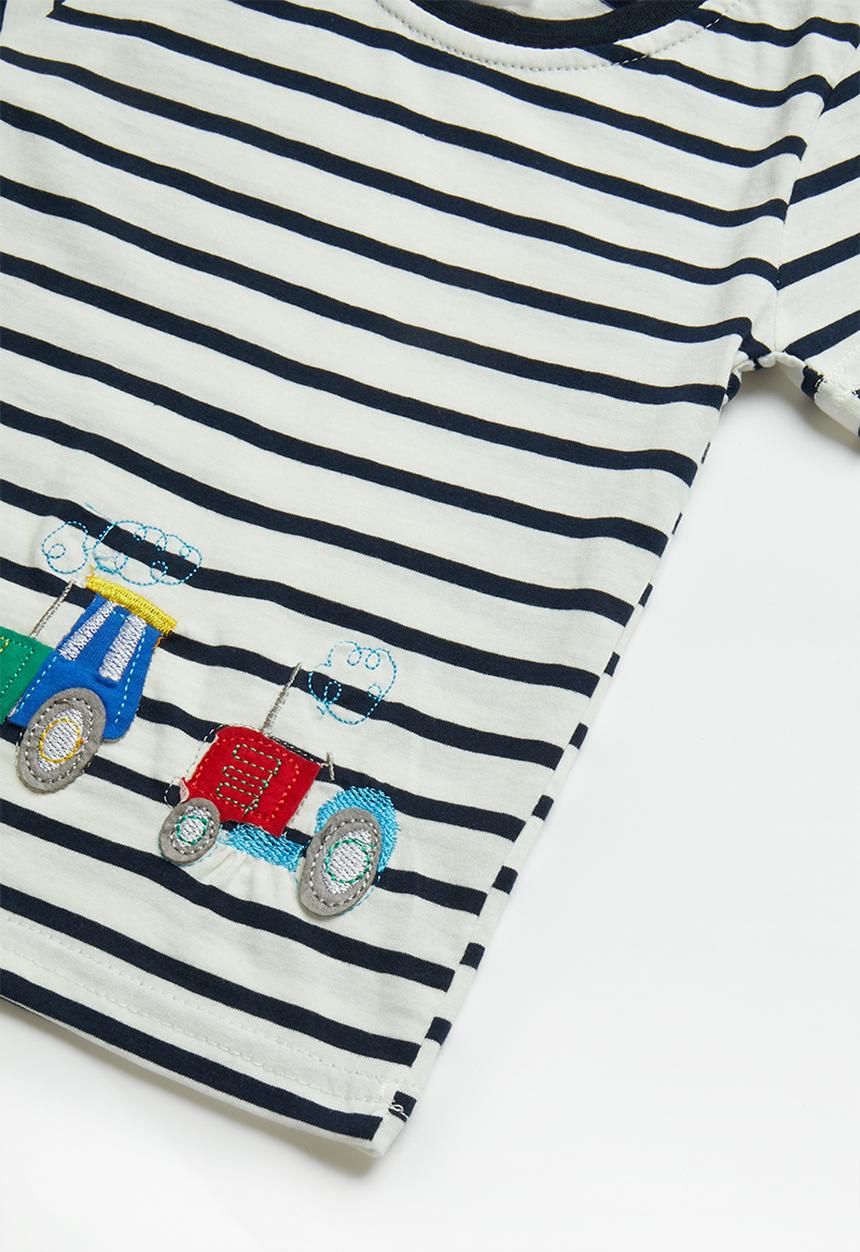 Pop Candy - Stripe tractor tee - navy & white