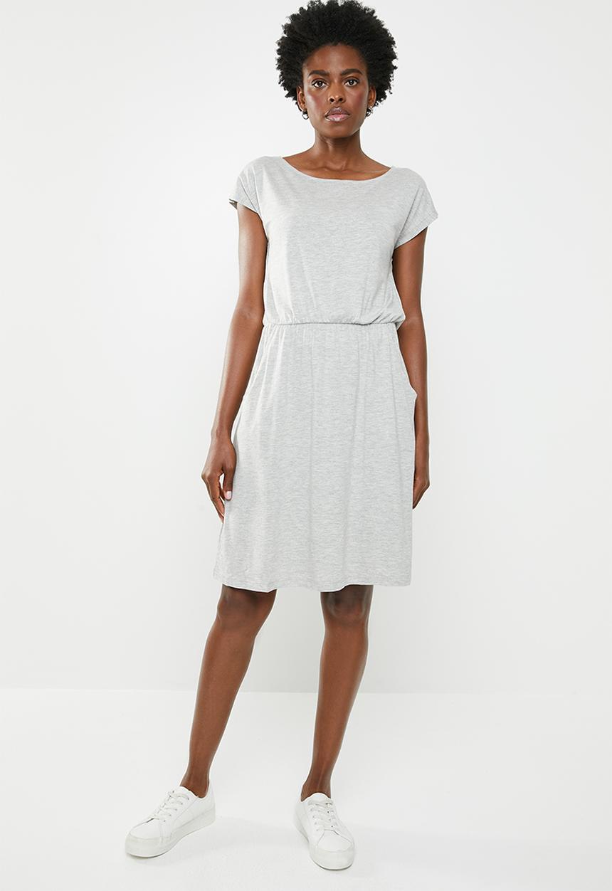 edit - Short sleeve dress with pockets - grey