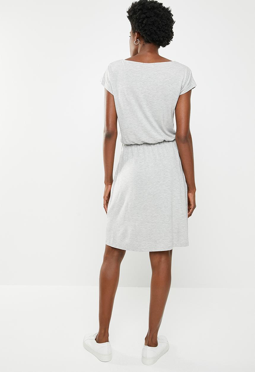 edit - Short sleeve dress with pockets - grey
