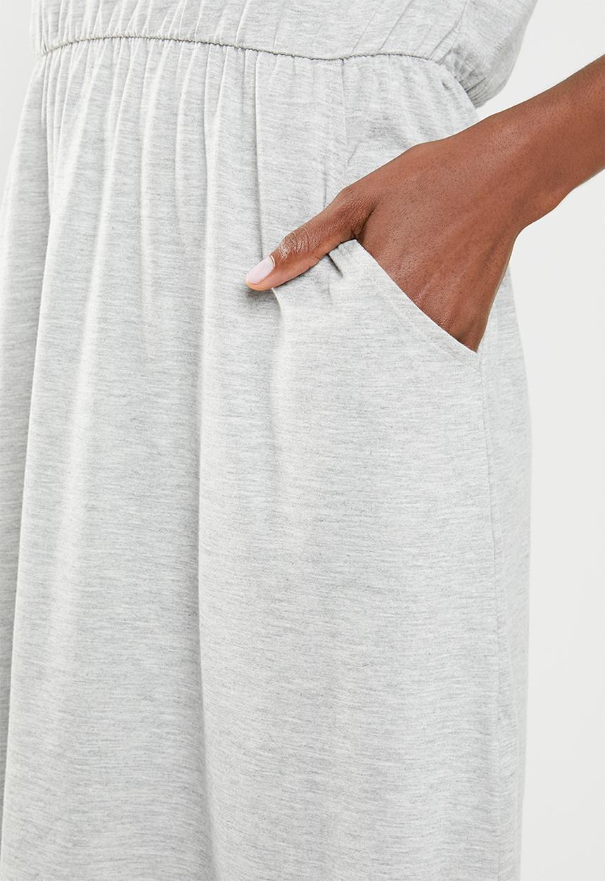 edit - Short sleeve dress with pockets - grey