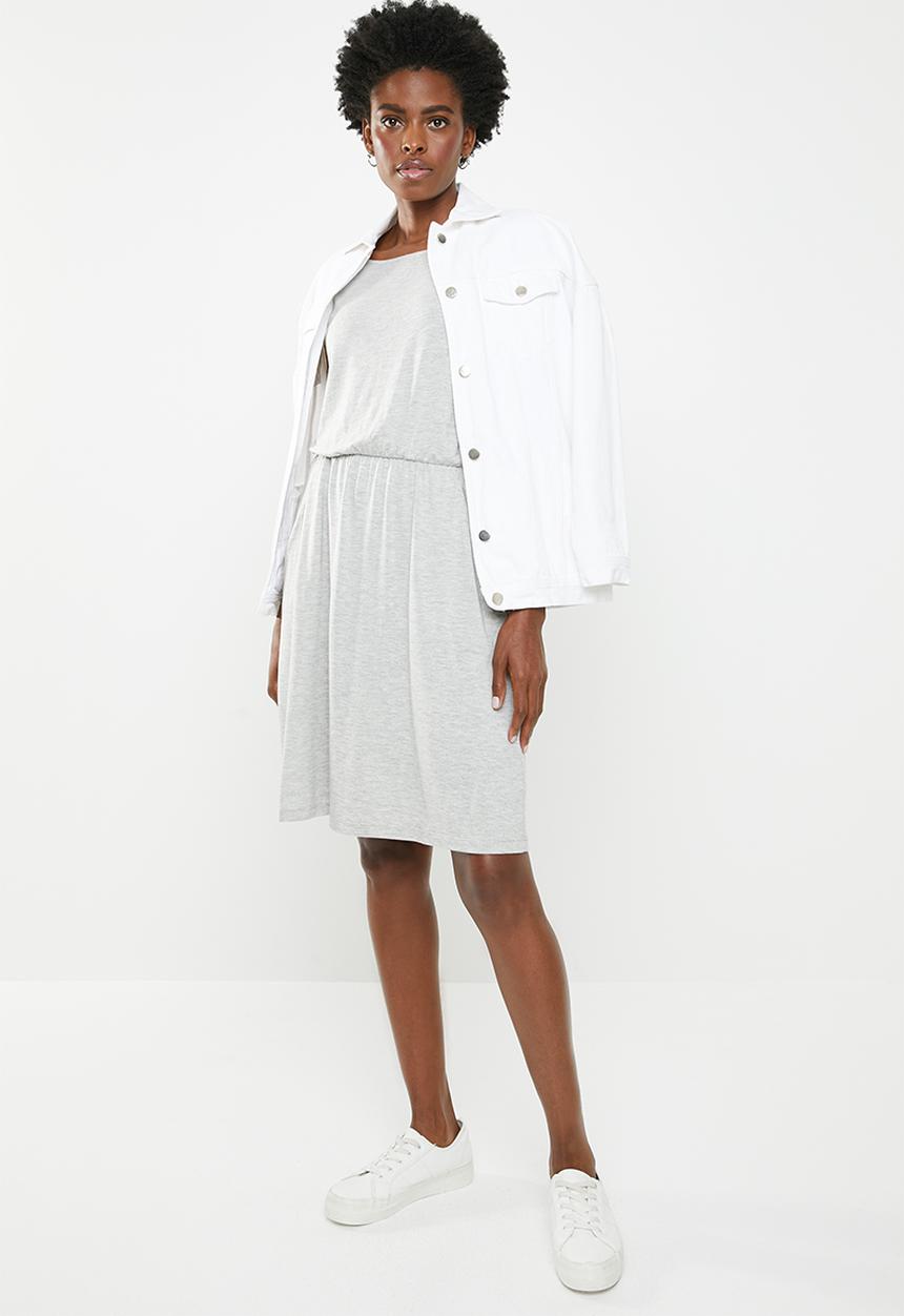 edit - Short sleeve dress with pockets - grey