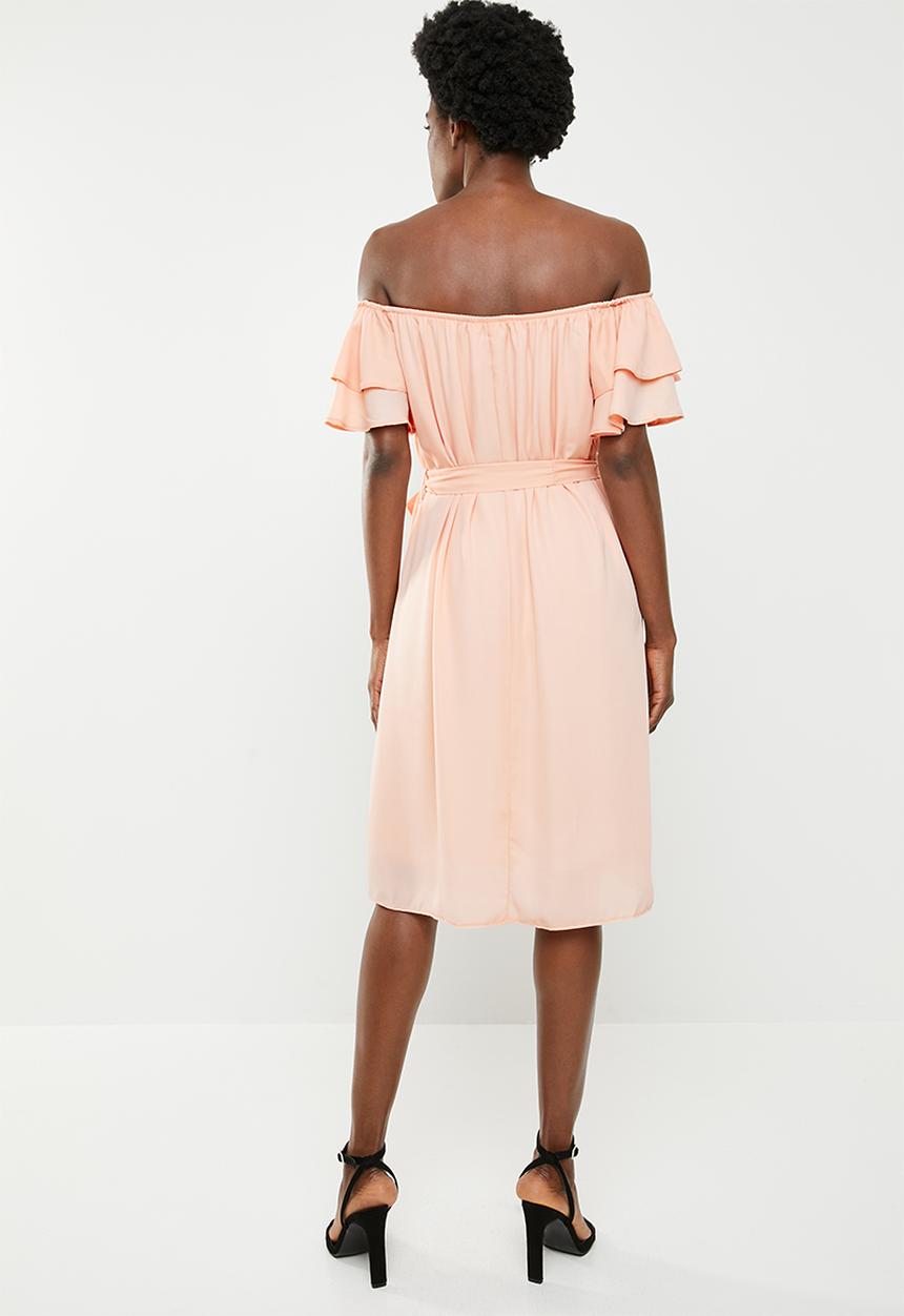 edit - Flutter sleeve shift dress - peach 