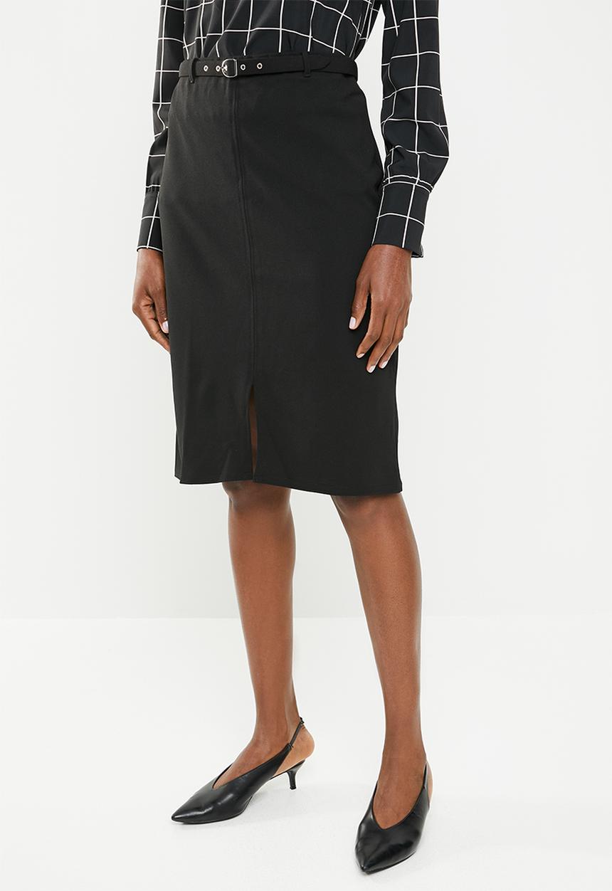 edit - Pencil skirt with belt - black 