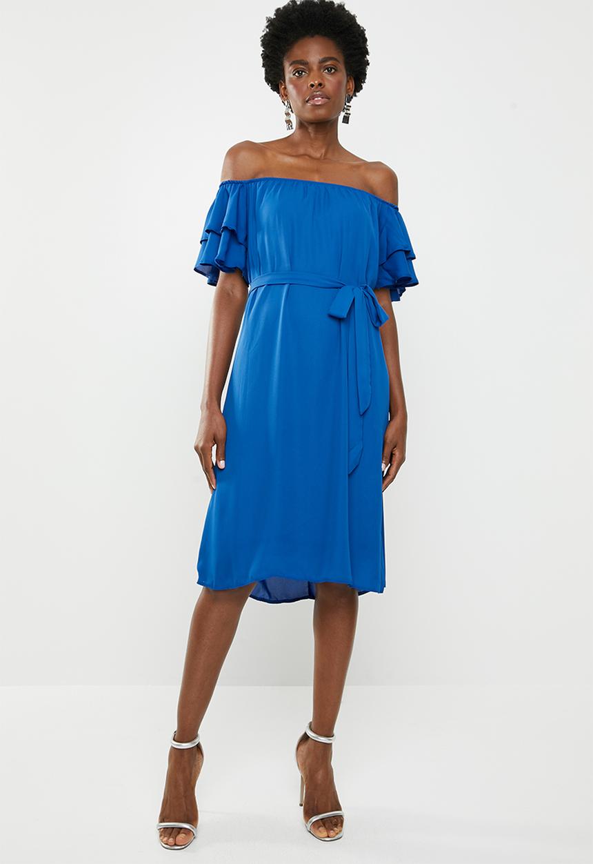 edit - Flutter sleeve shift dress - blue