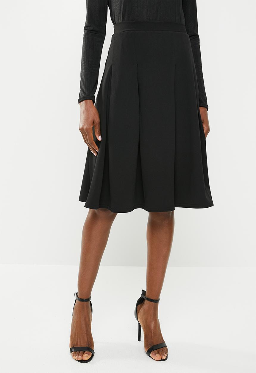 edit - Midi skirt with knife pleats - black 