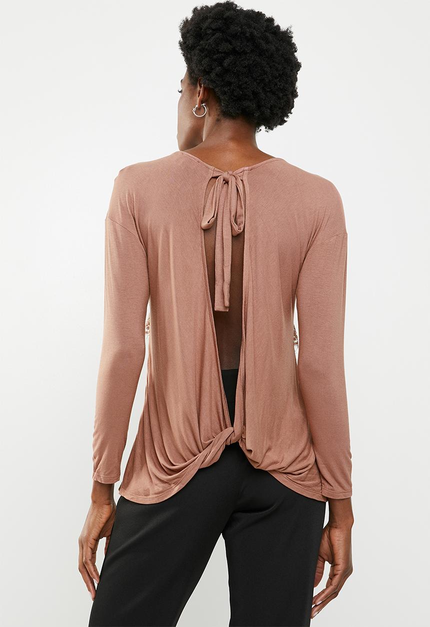 edit - Open back detail top - brown