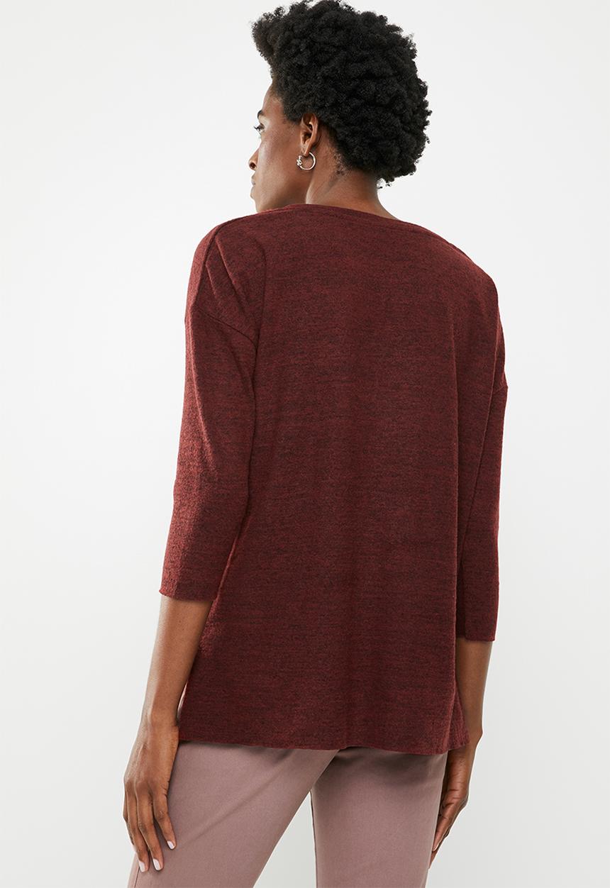 edit - Boxy jersey with pocket - burgundy