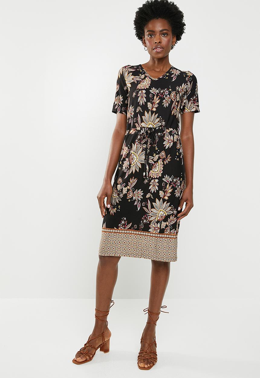 edit - Dress with drawcord waist- multi 