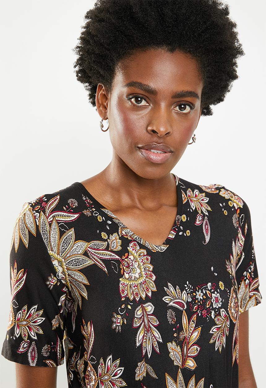 edit - Dress with drawcord waist- multi 