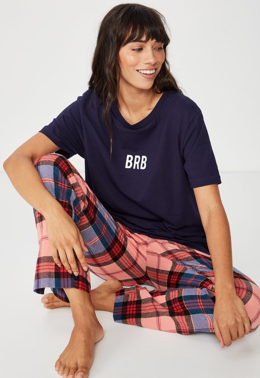 Cotton On - Flannel paper bag pant  - multi 