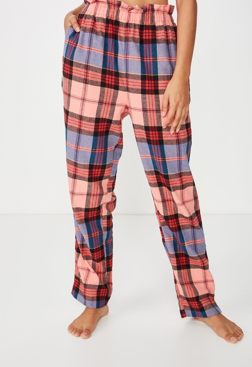 Cotton On - Flannel paper bag pant  - multi 