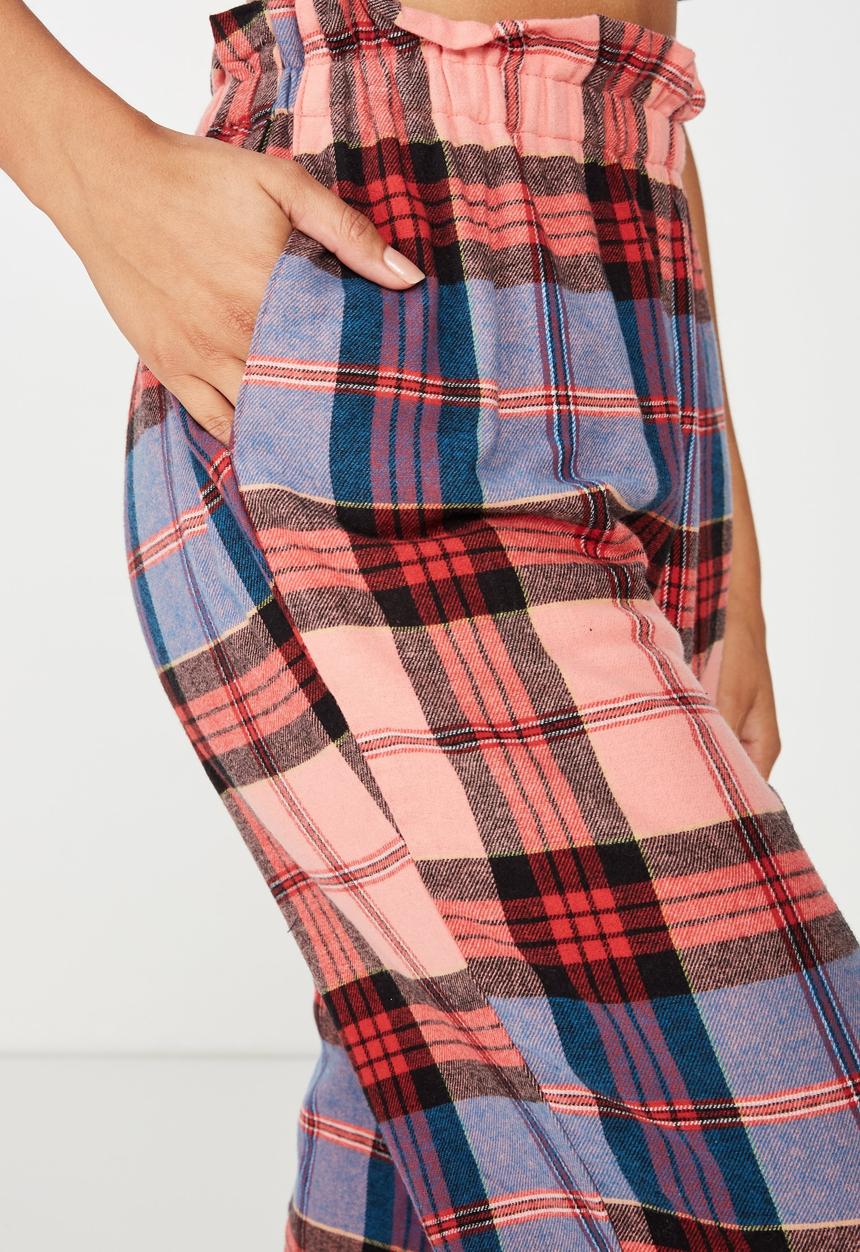 Cotton On - Flannel paper bag pant  - multi 