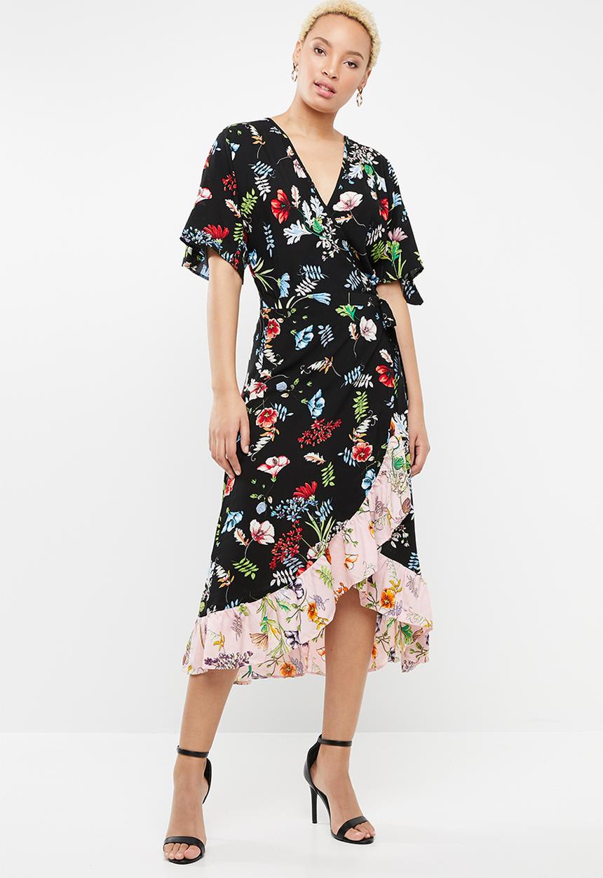 STYLE REPUBLIC - Frill detail wrap dress - black 