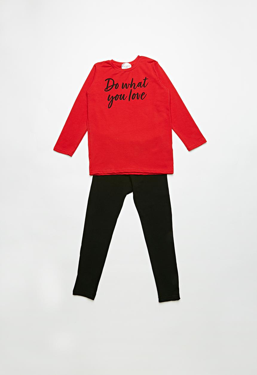 Pop Candy - Kids long sleeve top with leggings - red & black