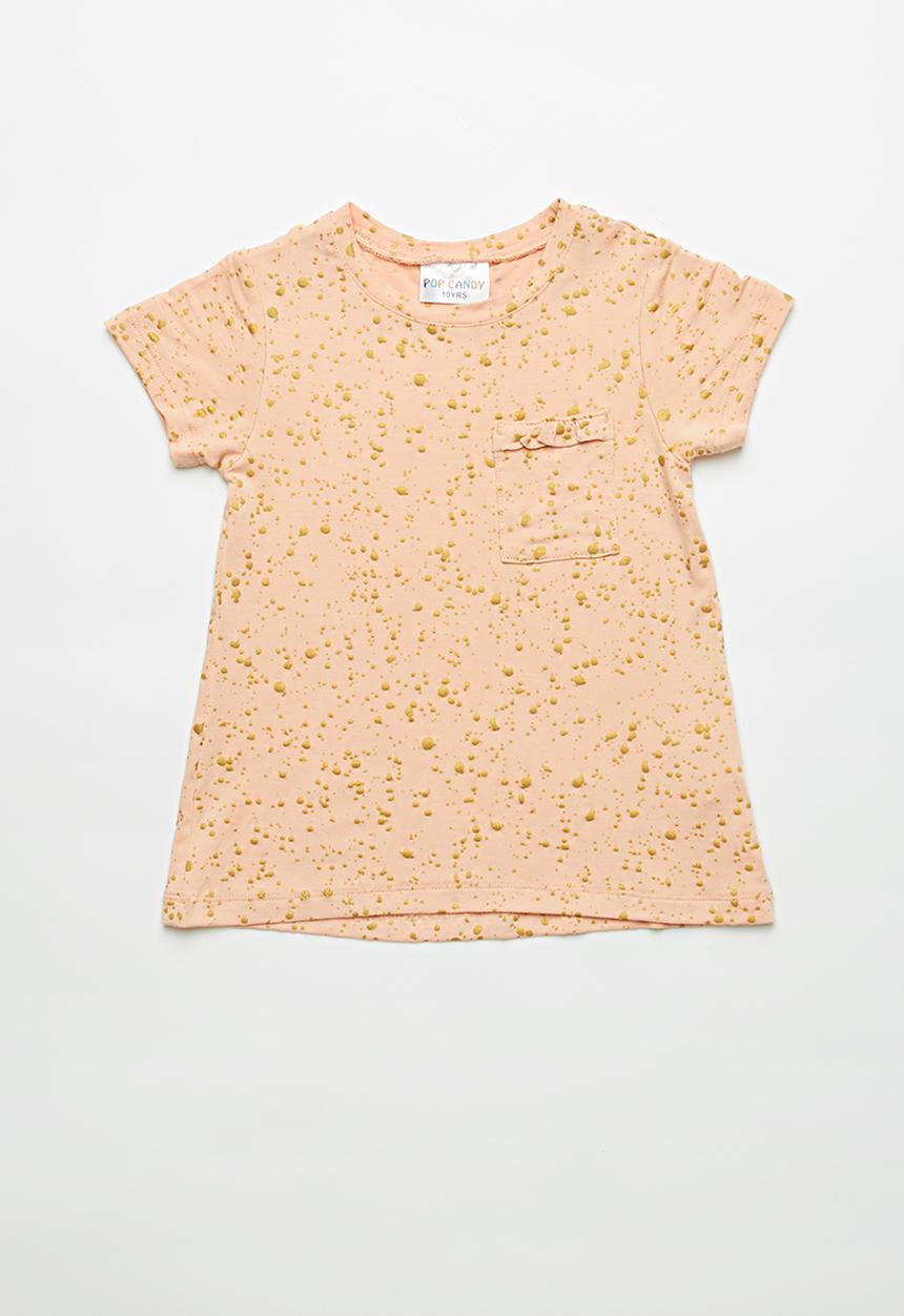 Pop Candy - Girls stretched pocket t-shirt - peach