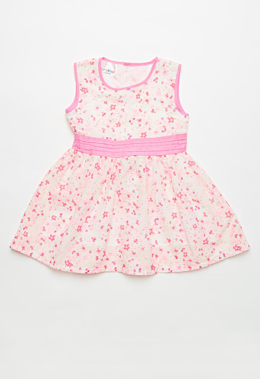 Pop Candy - Flower print dress - pink & white 