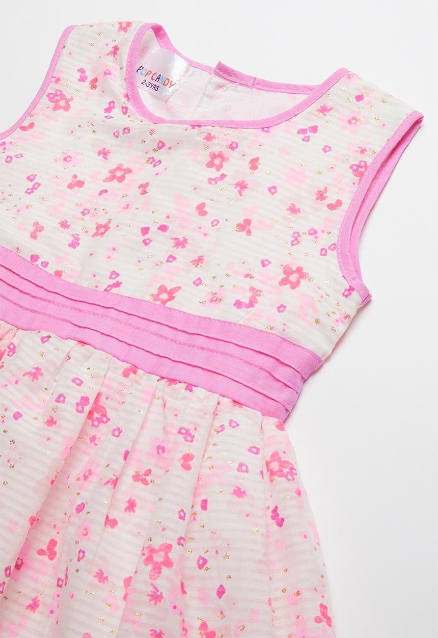 Pop Candy - Flower print dress - pink & white 