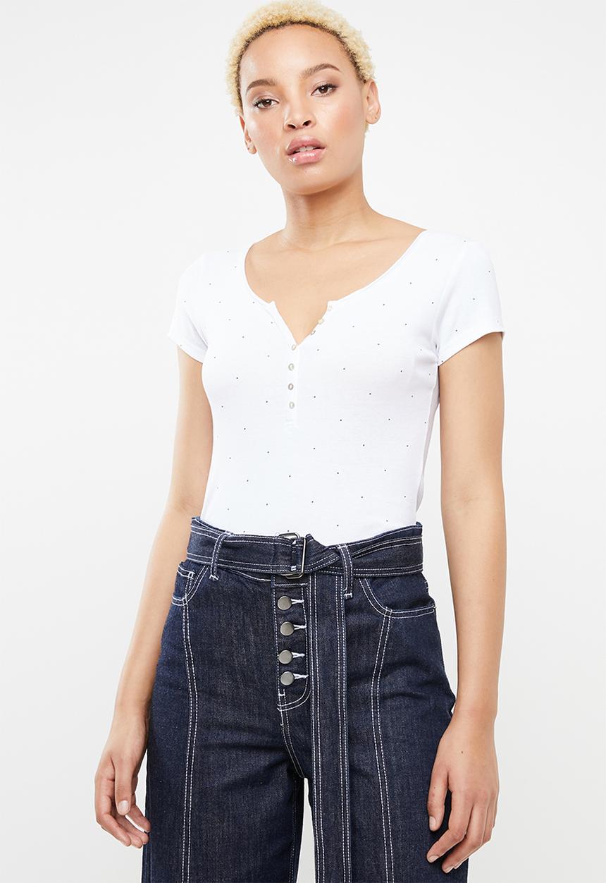 c(inch) - Button down T-shirt - white