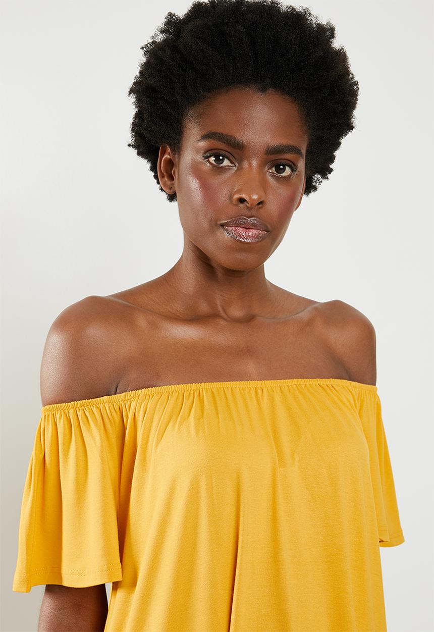 edit - Off-the-shoulder swing top - yellow