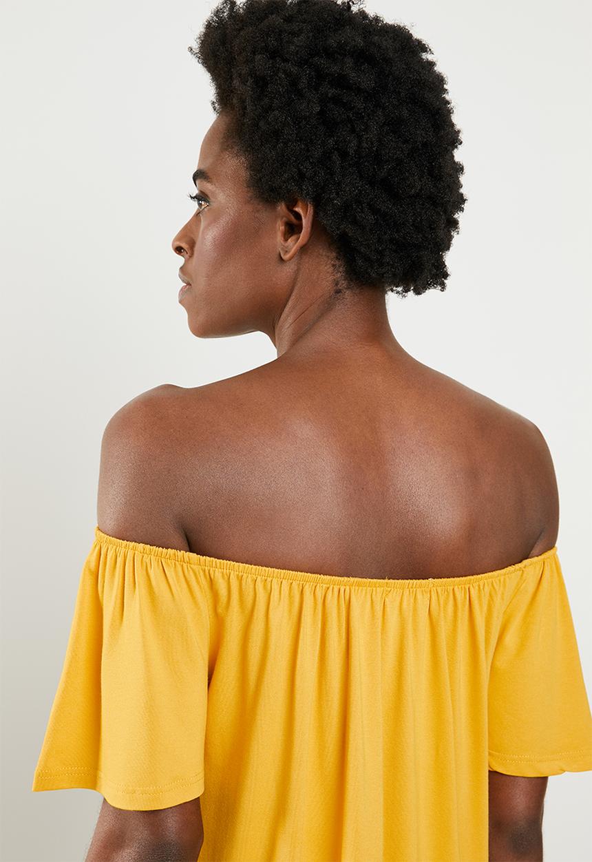 edit - Off-the-shoulder swing top - yellow