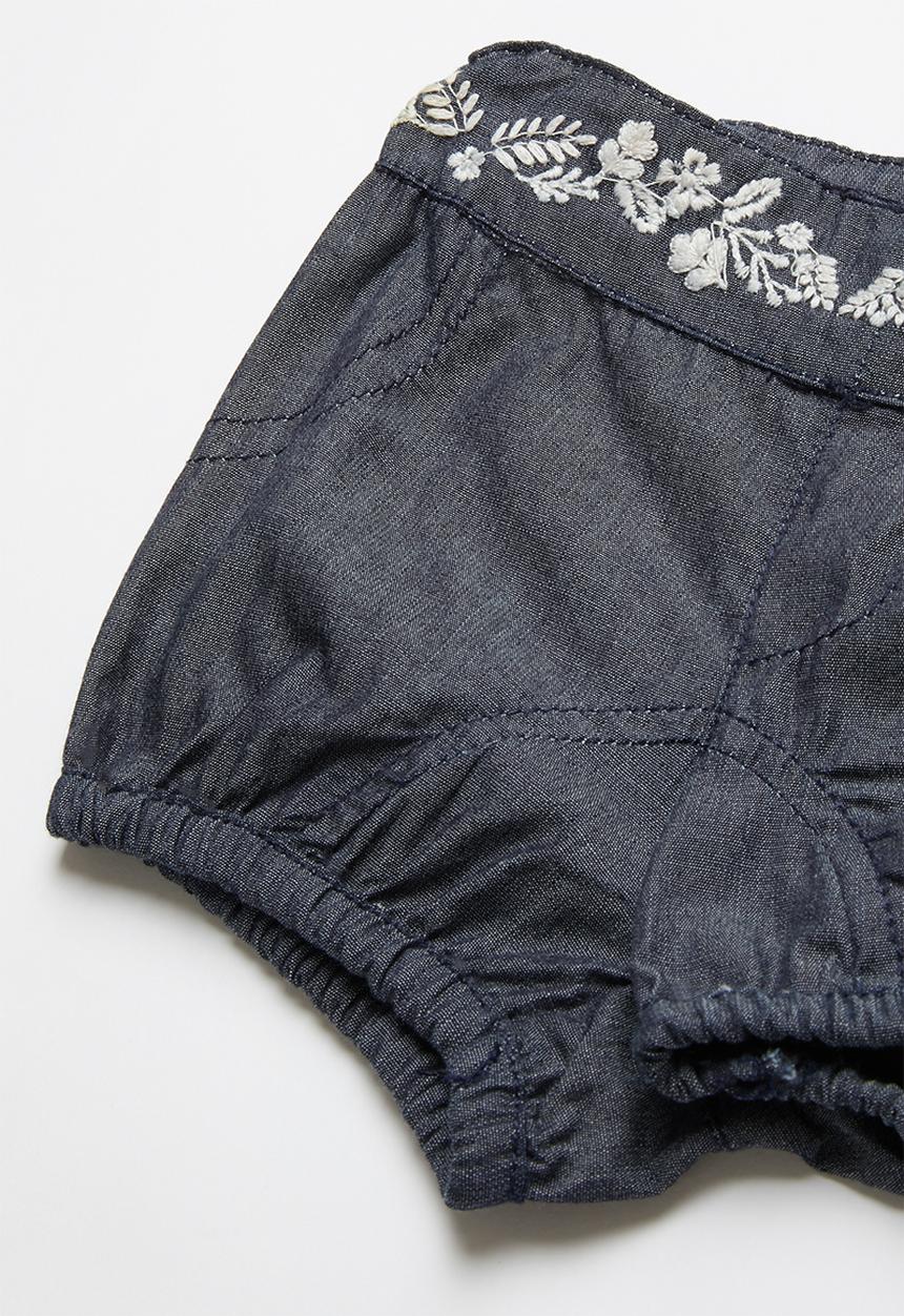 Pop Candy - Baby short with embroidered waist - navy