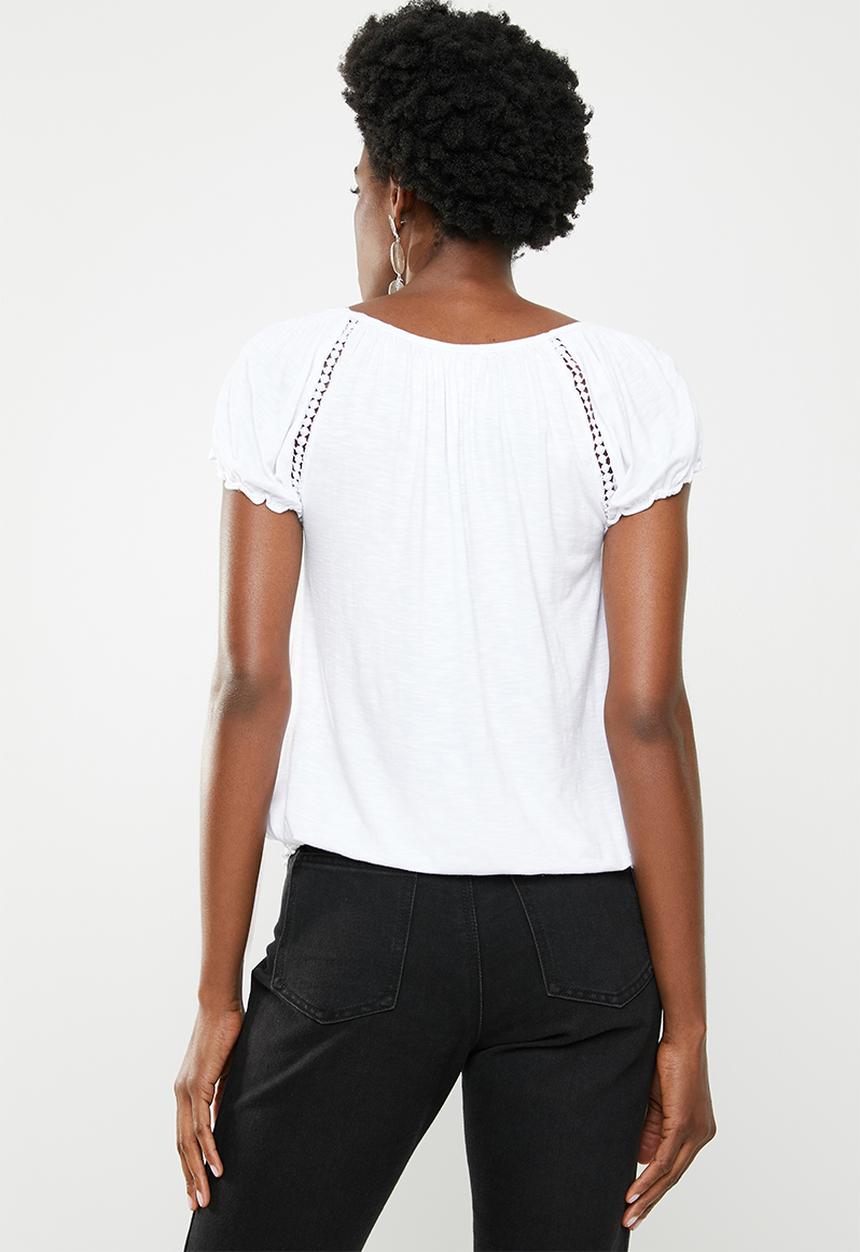 edit - Crochet inset top - white