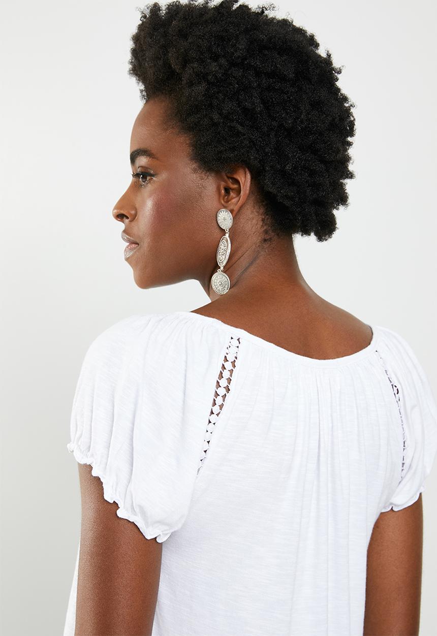 edit - Crochet inset top - white