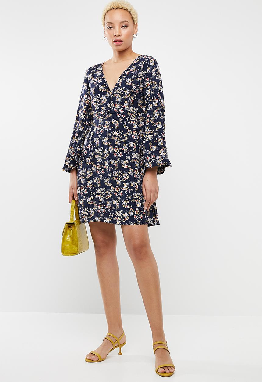 c(inch) - Front button fit and flare dress - multi