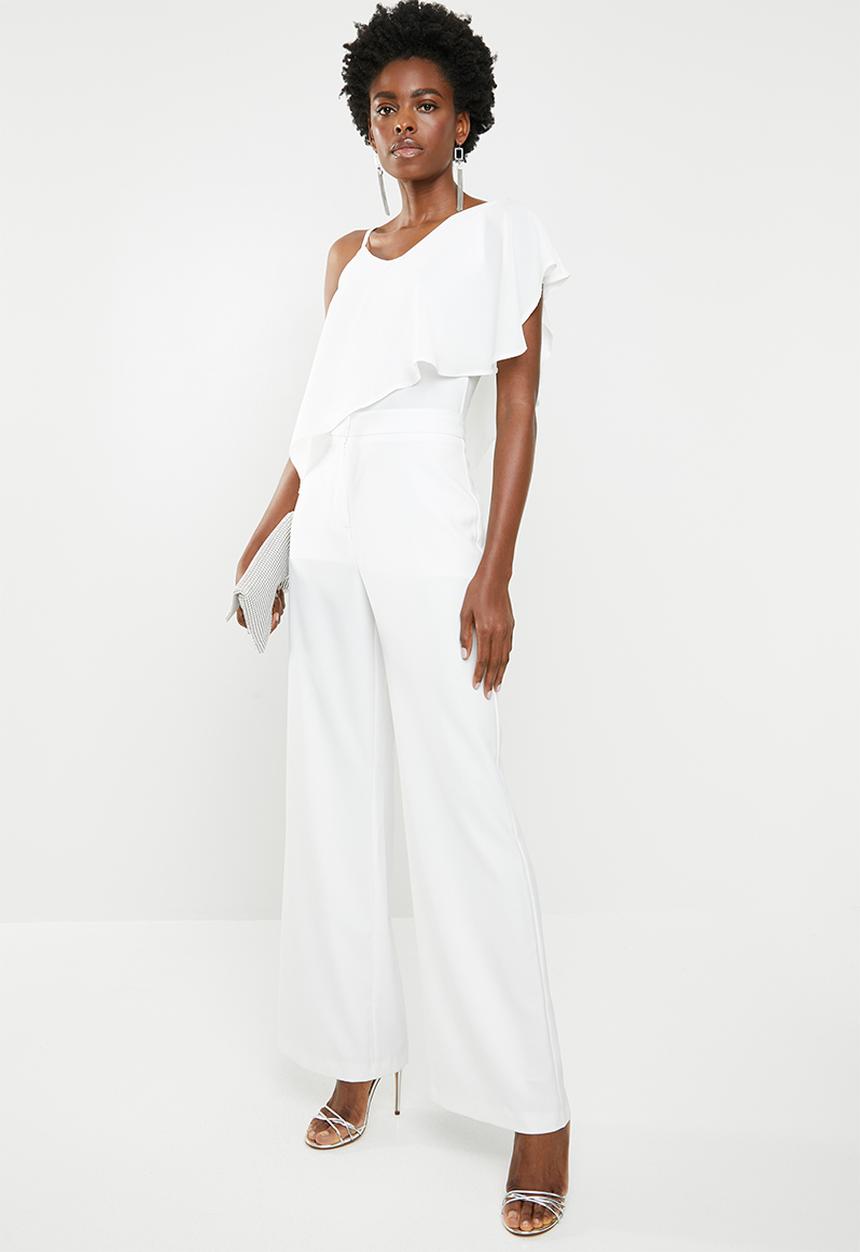 edit - Strappy overlay top off - white