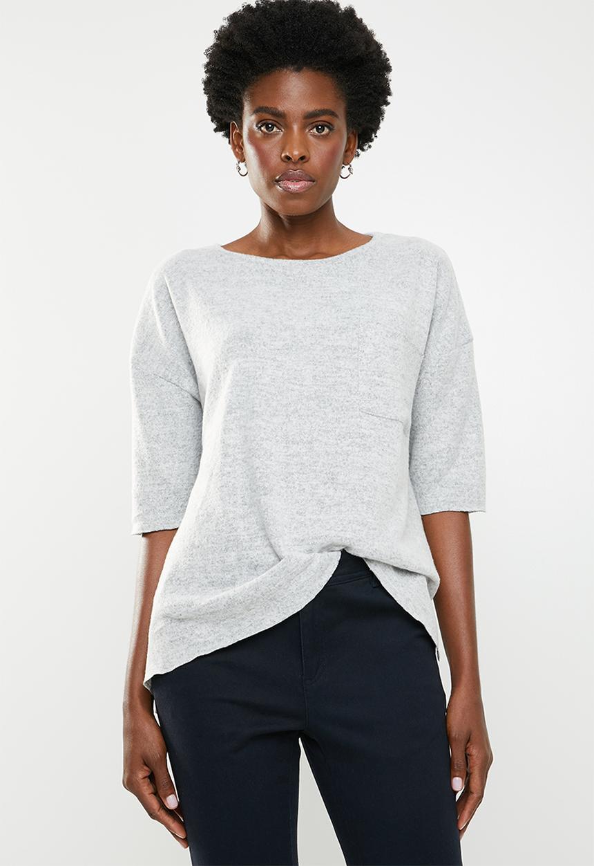 edit - Boxy jersey with pocket - grey