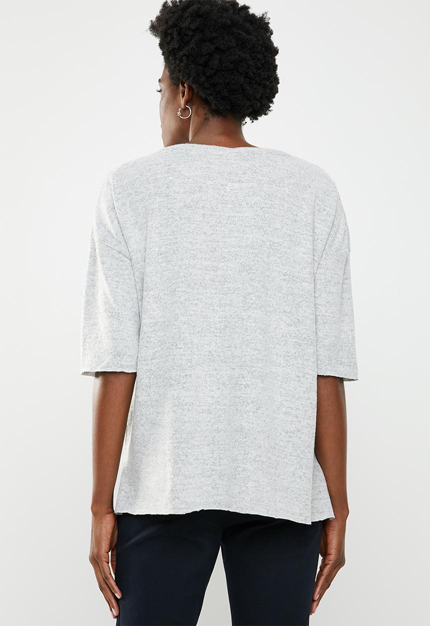 edit - Boxy jersey with pocket - grey