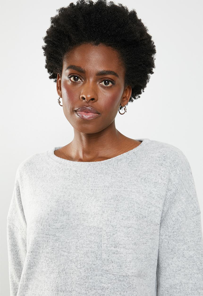 edit - Boxy jersey with pocket - grey
