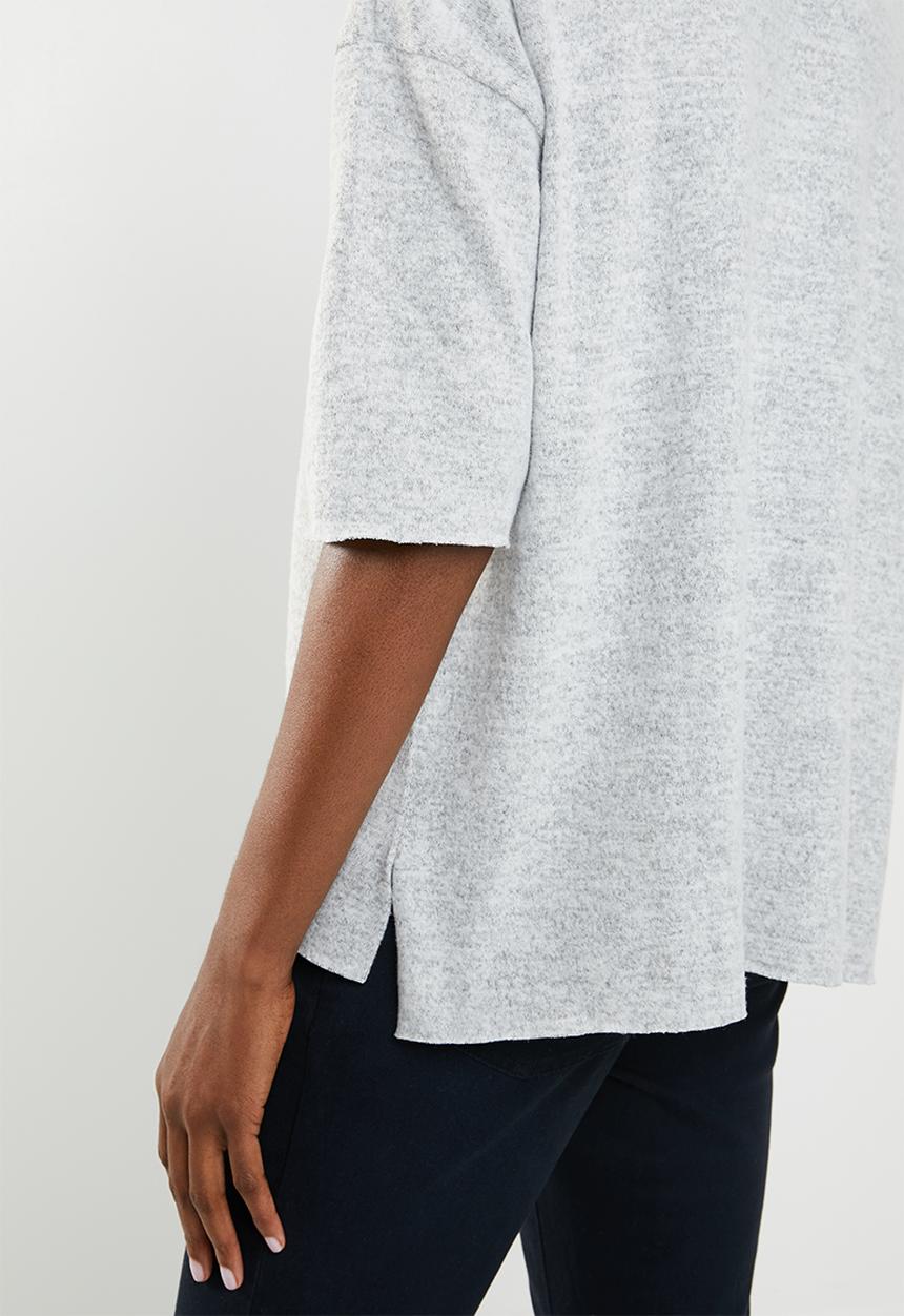 edit - Boxy jersey with pocket - grey