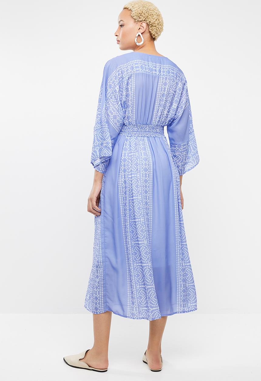 STYLE REPUBLIC - Lace-Up Maxi dress - blue & white 